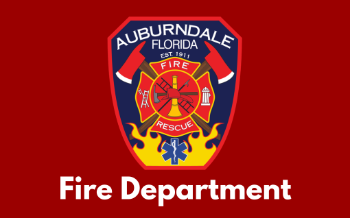 Auburndale Fire Department badge depicting two crossed fire axes. Clicking this redirects you to the Auburndale Fire Department webpage.